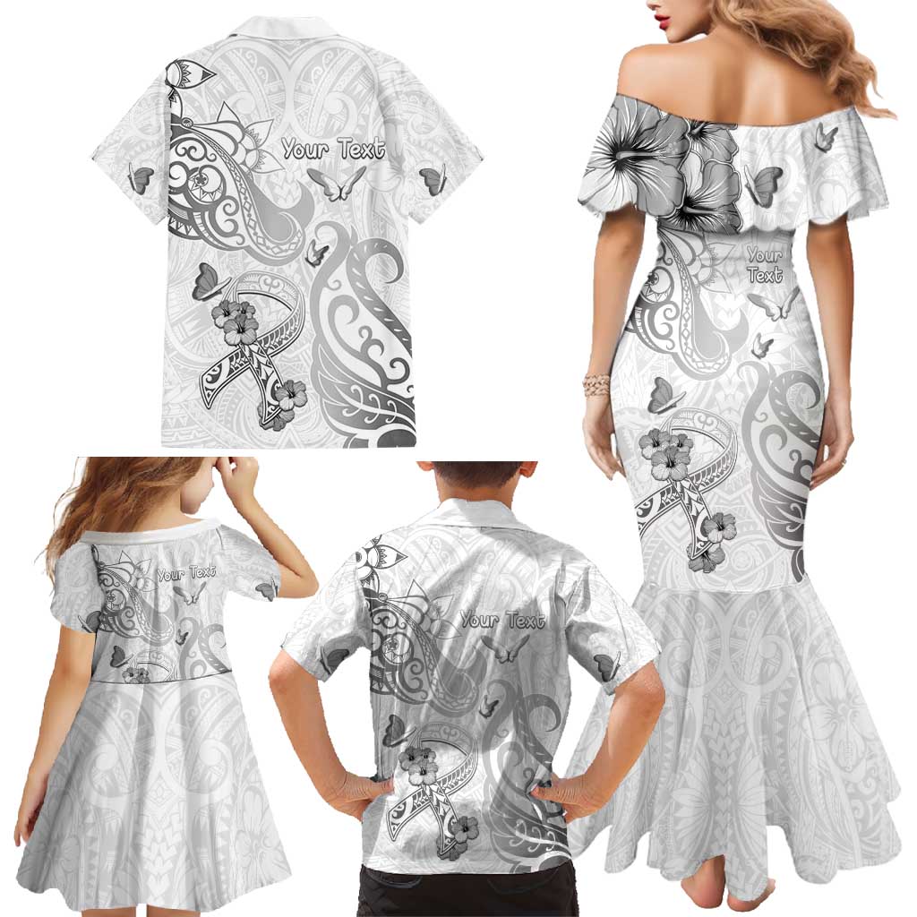 Personalised Brain Cancer Awareness Family Matching Mermaid Dress and Hawaiian Shirt Ribbon Polynesian Pattern LT05 - Polynesian Pride