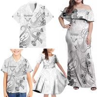 Personalised Brain Cancer Awareness Family Matching Off Shoulder Maxi Dress and Hawaiian Shirt Ribbon Polynesian Pattern LT05 - Polynesian Pride