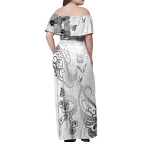 Personalised Brain Cancer Awareness Family Matching Off Shoulder Maxi Dress and Hawaiian Shirt Ribbon Polynesian Pattern LT05 - Polynesian Pride