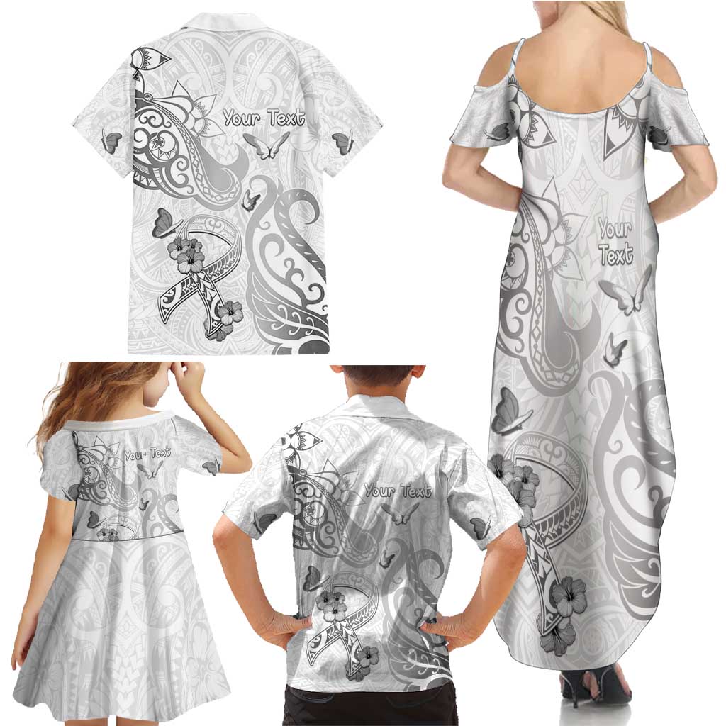 Personalised Brain Cancer Awareness Family Matching Summer Maxi Dress and Hawaiian Shirt Ribbon Polynesian Pattern LT05 - Polynesian Pride