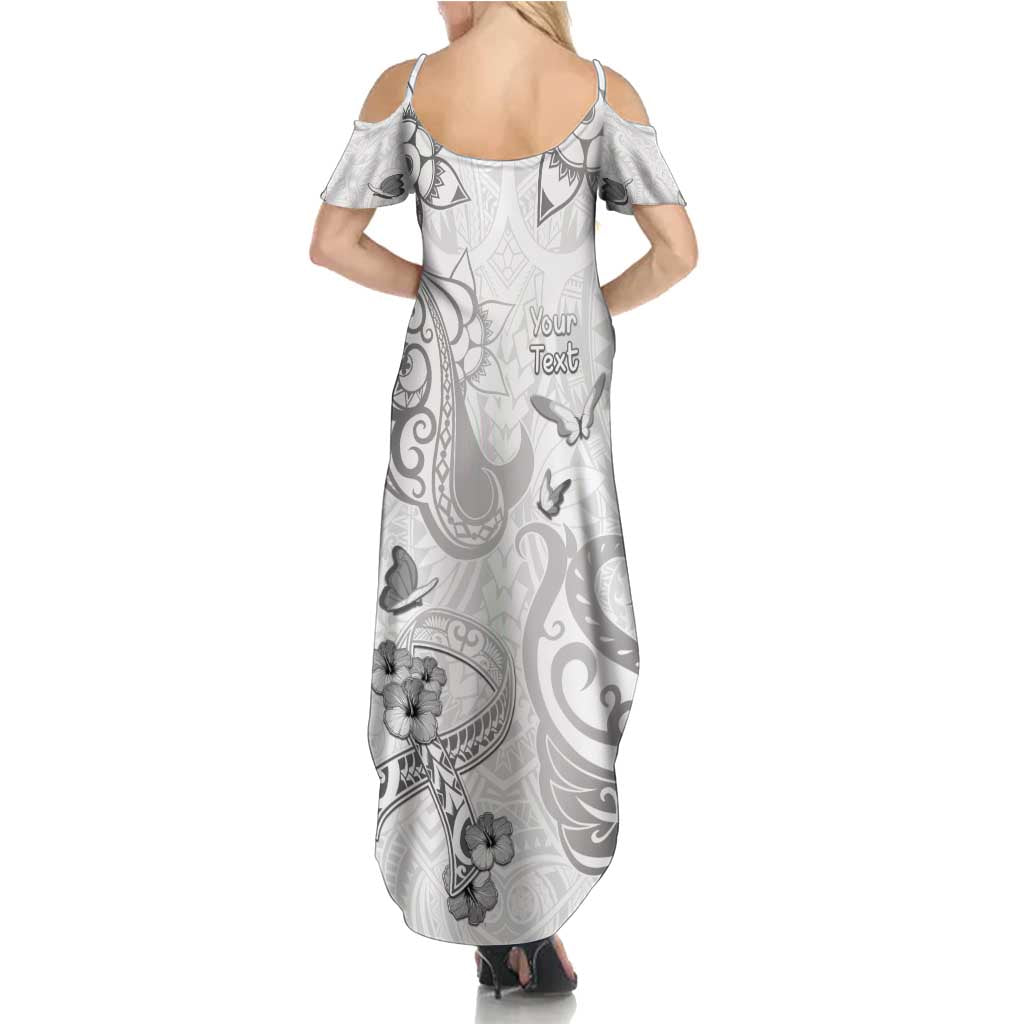 Personalised Brain Cancer Awareness Family Matching Summer Maxi Dress and Hawaiian Shirt Ribbon Polynesian Pattern LT05 - Polynesian Pride
