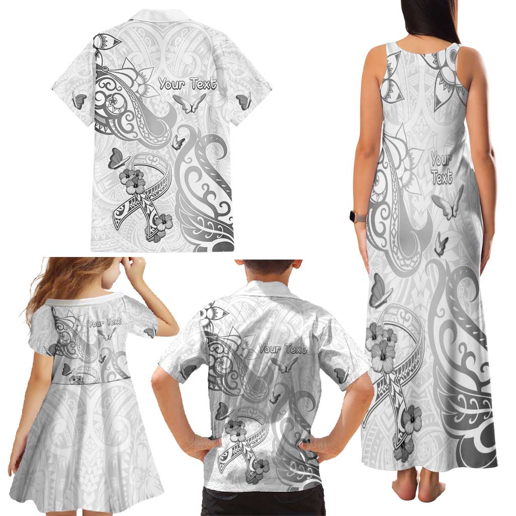 Personalised Brain Cancer Awareness Family Matching Tank Maxi Dress and Hawaiian Shirt Ribbon Polynesian Pattern LT05 - Polynesian Pride