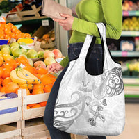 Brain Cancer Awareness Grocery Bag Ribbon Polynesian Pattern