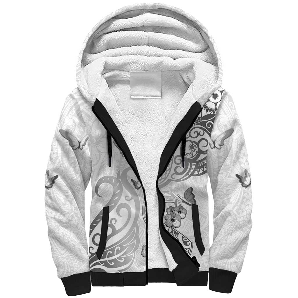 Personalised Brain Cancer Awareness Sherpa Hoodie Ribbon Polynesian Pattern