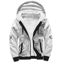 Personalised Brain Cancer Awareness Sherpa Hoodie Ribbon Polynesian Pattern