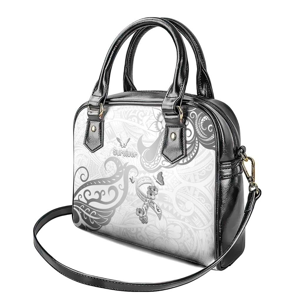 Brain Cancer Awareness Shoulder Handbag Ribbon Polynesian Pattern