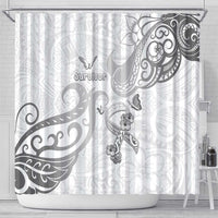 Brain Cancer Awareness Shower Curtain Ribbon Polynesian Pattern
