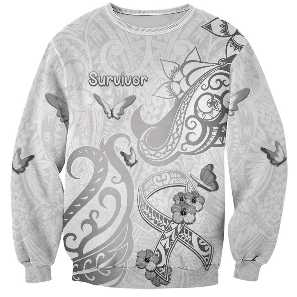 Personalised Brain Cancer Awareness Sweatshirt Ribbon Polynesian Pattern