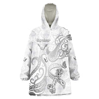 Personalised Brain Cancer Awareness Wearable Blanket Hoodie Ribbon Polynesian Pattern