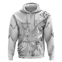 Personalised Brain Cancer Awareness Zip Hoodie Ribbon Polynesian Pattern