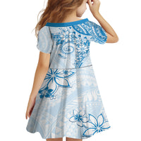 Polynesian Pattern With Plumeria Flowers Family Matching Long Sleeve Bodycon Dress and Hawaiian Shirt Blue LT05 - Polynesian Pride