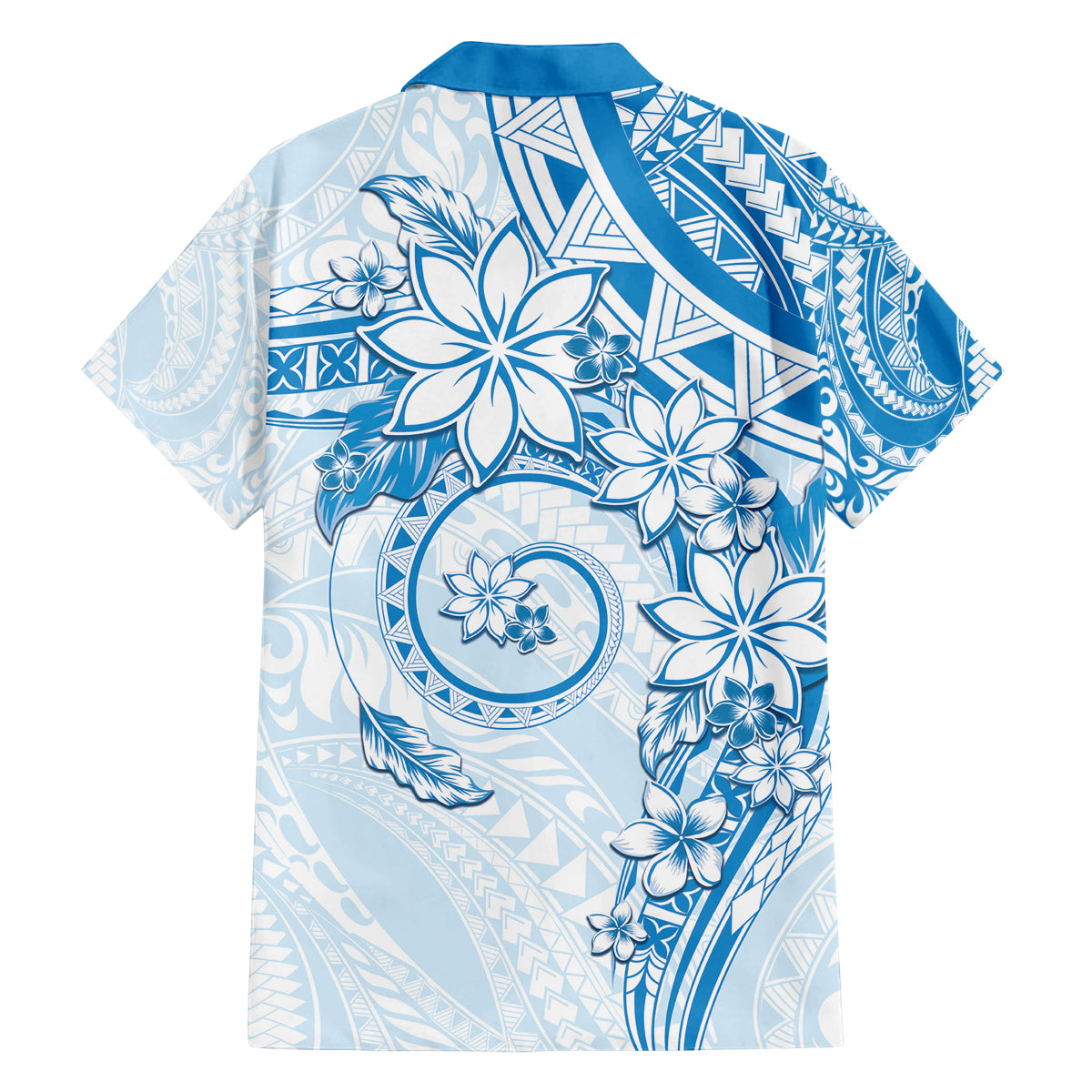 Polynesian Pattern With Plumeria Flowers Family Matching Summer Maxi Dress and Hawaiian Shirt Blue LT05 - Polynesian Pride
