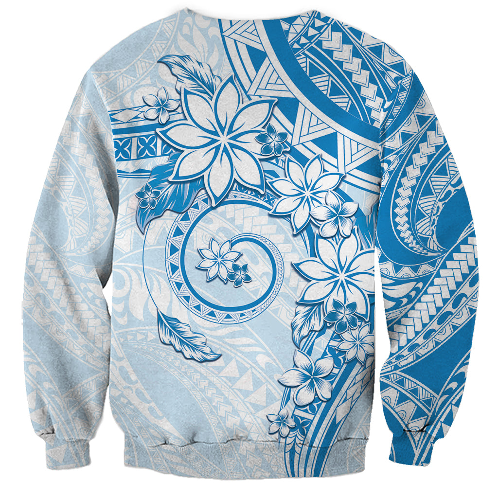 Polynesian Pattern With Plumeria Flowers Sweatshirt Blue