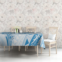 Polynesian Pattern With Plumeria Flowers Tablecloth Blue