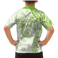 Polynesian Pattern With Plumeria Flowers Family Matching Mermaid Dress and Hawaiian Shirt Lime Green LT05 - Polynesian Pride