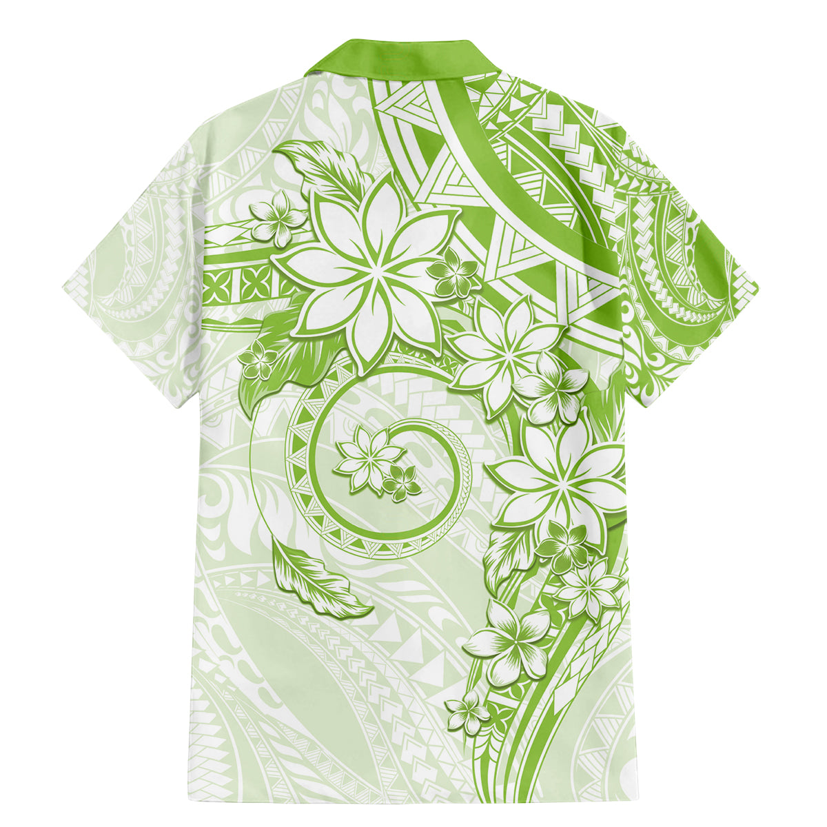 Polynesian Pattern With Plumeria Flowers Family Matching Mermaid Dress and Hawaiian Shirt Lime Green LT05 - Polynesian Pride