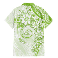 Polynesian Pattern With Plumeria Flowers Family Matching Mermaid Dress and Hawaiian Shirt Lime Green LT05 - Polynesian Pride