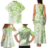 Polynesian Pattern With Plumeria Flowers Family Matching Tank Maxi Dress and Hawaiian Shirt Lime Green LT05 - Polynesian Pride