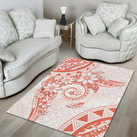 Polynesian Pattern With Plumeria Flowers Area Rug Orange Peach
