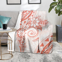 Polynesian Pattern With Plumeria Flowers Blanket Orange Peach