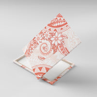 Polynesian Pattern With Plumeria Flowers Canvas Wall Art Orange Peach
