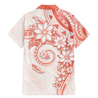 Polynesian Pattern With Plumeria Flowers Family Matching Mermaid Dress and Hawaiian Shirt Orange Peach LT05 - Polynesian Pride
