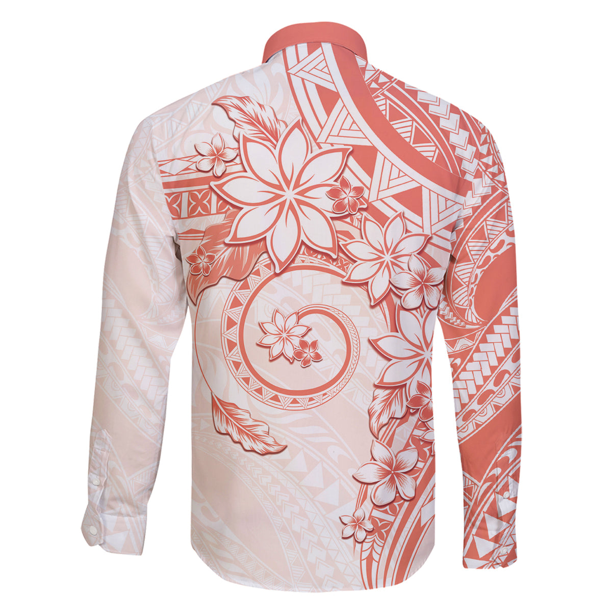 Polynesian Pattern With Plumeria Flowers Family Matching Summer Maxi Dress and Hawaiian Shirt Orange Peach LT05 - Polynesian Pride
