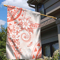 Polynesian Pattern With Plumeria Flowers Garden Flag Orange Peach