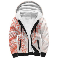 Polynesian Pattern With Plumeria Flowers Sherpa Hoodie Orange Peach LT05 Unisex Peach - Polynesian Pride