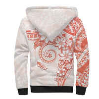 Polynesian Pattern With Plumeria Flowers Sherpa Hoodie Orange Peach LT05 - Polynesian Pride