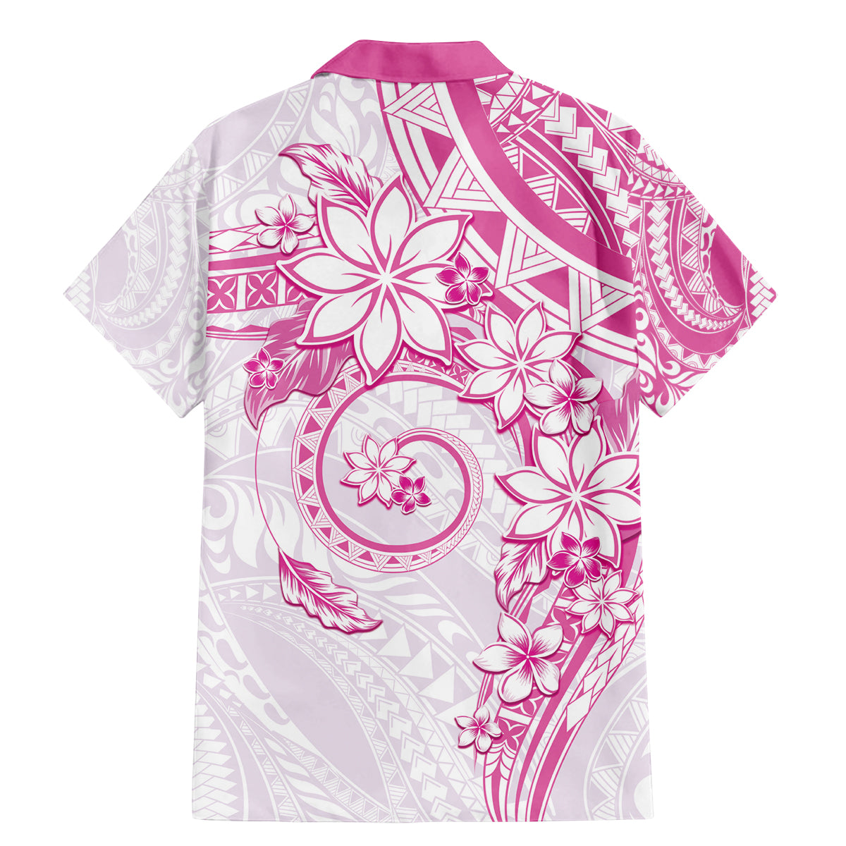 Polynesian Pattern With Plumeria Flowers Family Matching Mermaid Dress and Hawaiian Shirt Pink LT05 - Polynesian Pride