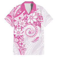 Polynesian Pattern With Plumeria Flowers Family Matching Off The Shoulder Long Sleeve Dress and Hawaiian Shirt Pink LT05 Dad's Shirt - Short Sleeve Pink - Polynesian Pride