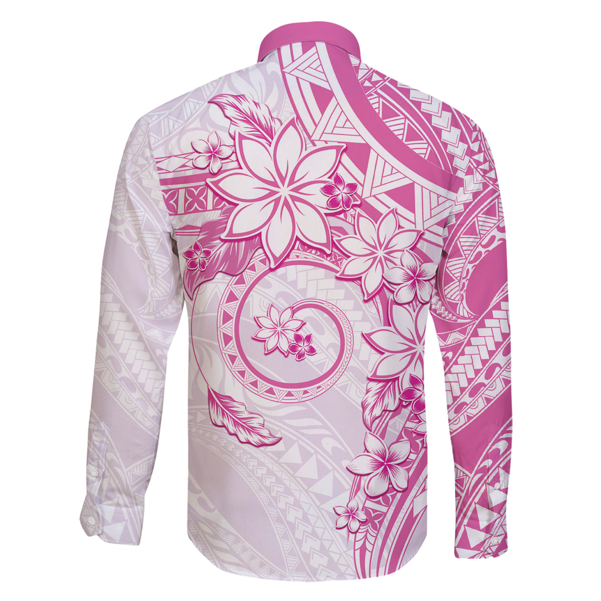 Polynesian Pattern With Plumeria Flowers Family Matching Off Shoulder Maxi Dress and Hawaiian Shirt Pink LT05 - Polynesian Pride