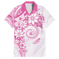 Polynesian Pattern With Plumeria Flowers Family Matching Short Sleeve Bodycon Dress and Hawaiian Shirt Pink LT05 Dad's Shirt - Short Sleeve Pink - Polynesian Pride