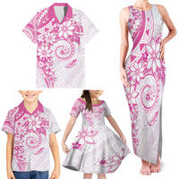 Polynesian Pattern With Plumeria Flowers Family Matching Tank Maxi Dress and Hawaiian Shirt Pink LT05 - Polynesian Pride