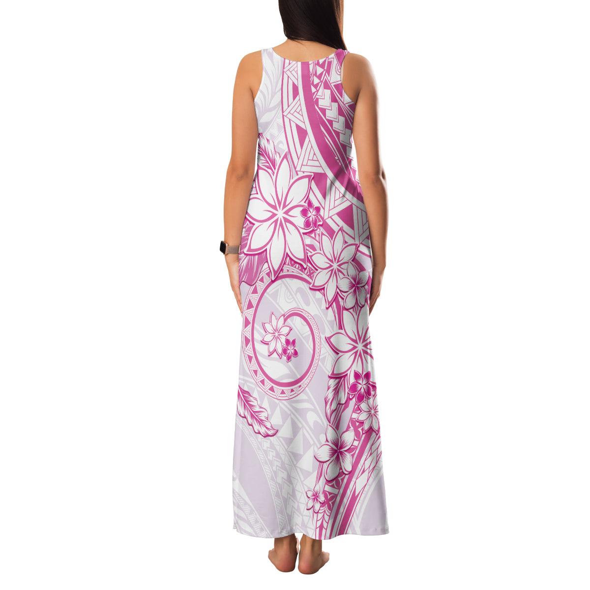 Polynesian Pattern With Plumeria Flowers Family Matching Tank Maxi Dress and Hawaiian Shirt Pink LT05 - Polynesian Pride