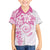 Polynesian Pattern With Plumeria Flowers Kid Hawaiian Shirt Pink