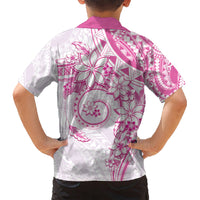 Polynesian Pattern With Plumeria Flowers Kid Hawaiian Shirt Pink LT05 - Polynesian Pride