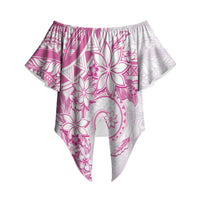 Polynesian Pattern With Plumeria Flowers Off Shoulder Wrap Waist Top Pink LT05 Pink - Polynesian Pride