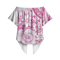 Polynesian Pattern With Plumeria Flowers Off Shoulder Wrap Waist Top Pink LT05 - Polynesian Pride