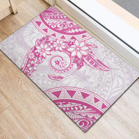 Polynesian Pattern With Plumeria Flowers Rubber Doormat Pink