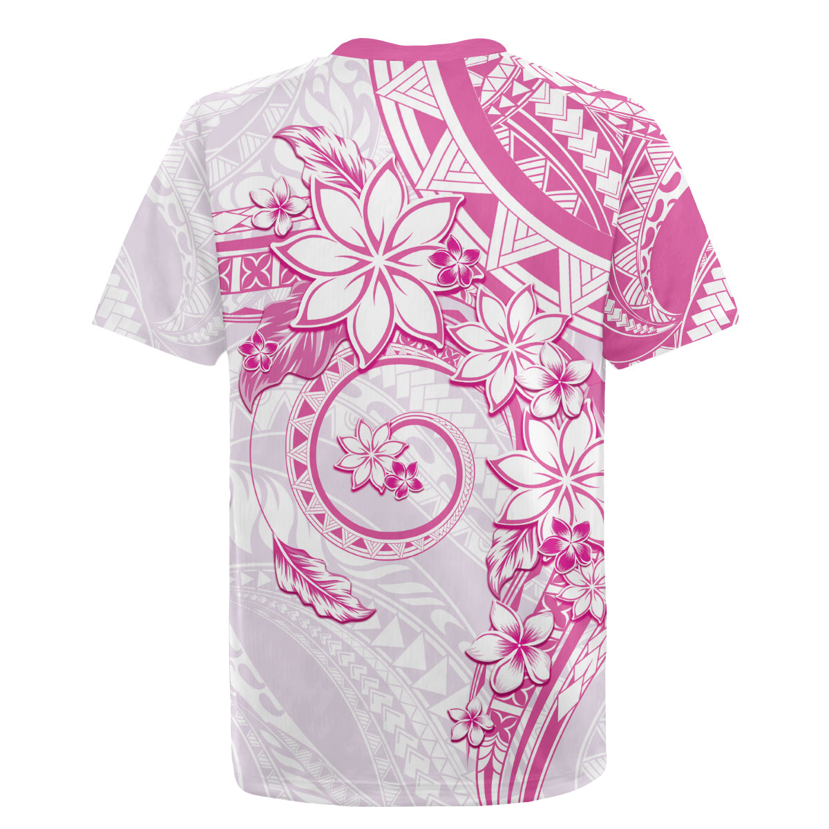 Polynesian Pattern With Plumeria Flowers Rugby Jersey Pink