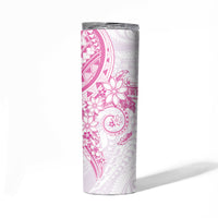 Pink Polynesian Pattern With Plumeria Flowers Skinny Tumbler