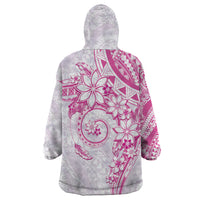 Polynesian Pattern With Plumeria Flowers Wearable Blanket Hoodie Pink LT05 - Polynesian Pride