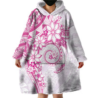 Polynesian Pattern With Plumeria Flowers Wearable Blanket Hoodie Pink LT05 - Polynesian Pride