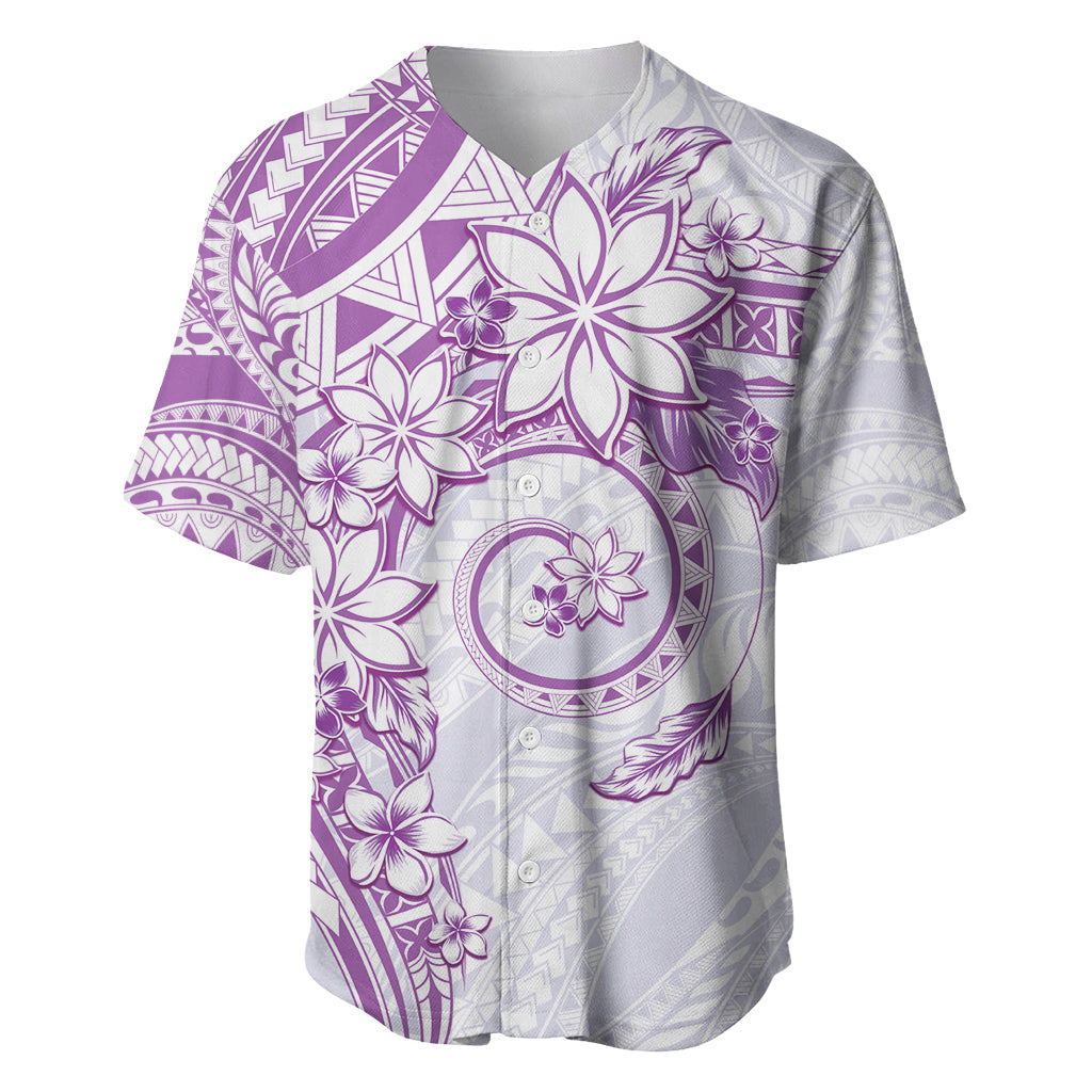 Polynesian Pattern With Plumeria Flowers Baseball Jersey Purple LT05 Purple - Polynesian Pride