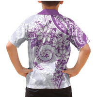 Polynesian Pattern With Plumeria Flowers Family Matching Mermaid Dress and Hawaiian Shirt Purple LT05 - Polynesian Pride