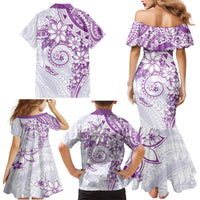 Polynesian Pattern With Plumeria Flowers Family Matching Mermaid Dress and Hawaiian Shirt Purple LT05 - Polynesian Pride
