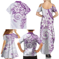 Polynesian Pattern With Plumeria Flowers Family Matching Summer Maxi Dress and Hawaiian Shirt Purple LT05 - Polynesian Pride
