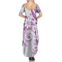 Polynesian Pattern With Plumeria Flowers Family Matching Summer Maxi Dress and Hawaiian Shirt Purple LT05 - Polynesian Pride